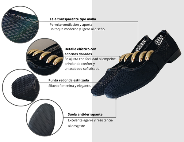 Sandalia Renata MJ de Malla Negro