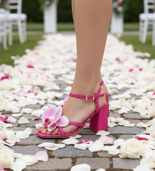 Tacones fiesta flores Rosa