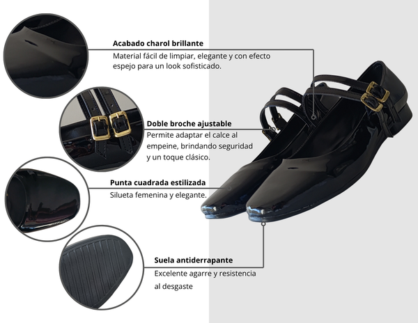 Zapatilla Mary jane Negro Charol