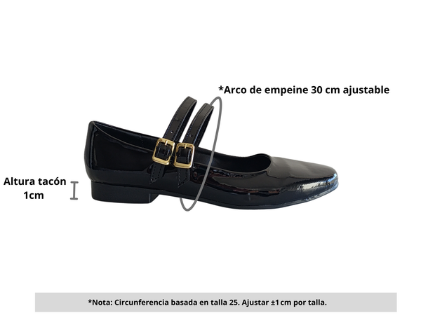 Zapatilla Mary jane Negro Charol