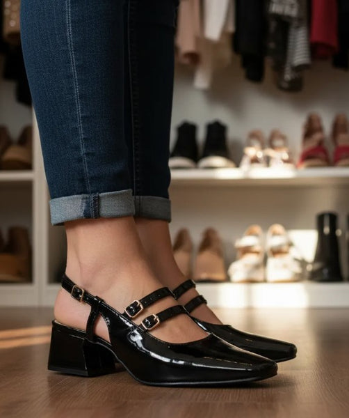 Zapatilla Mary Jane negro vintage